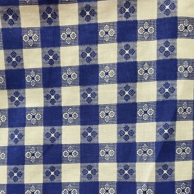 Blue Floral Picnic 1″ One Inch Checkered Poly Cotton Fabric,