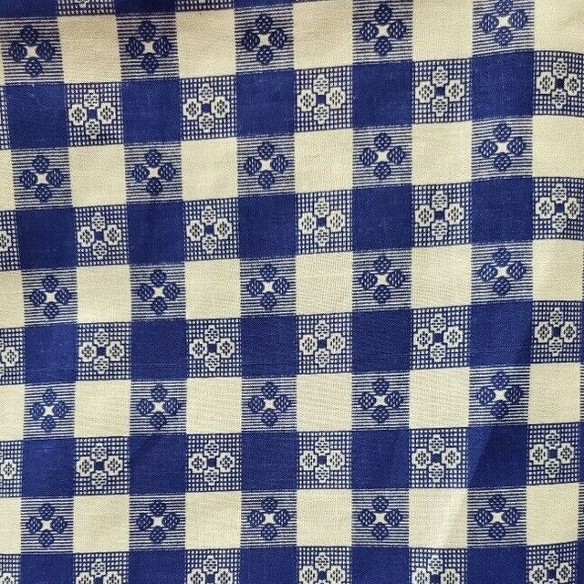 Blue Floral Picnic 1″ One Inch Checkered Poly Cotton Fabric,