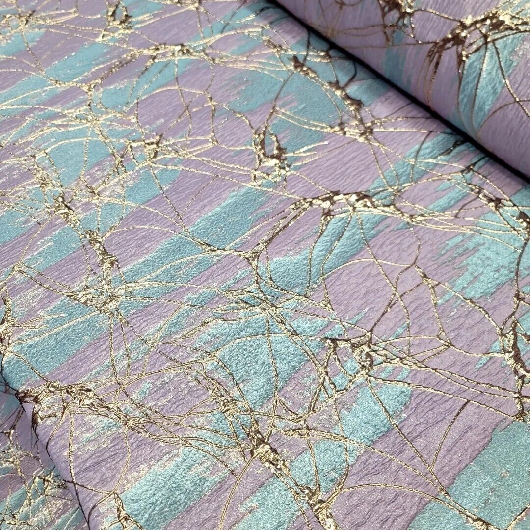 Brocade Jacquard Lavender Blue Rose Gold Metallic