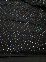 Black Stretch Mesh Iridescent Sequins Fabric