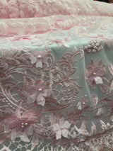 Pink 3D Floral Lace
