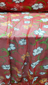 Fish Net Floral Fabric Red