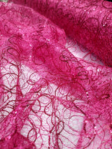 Sequin Mesh Fabric Spider Webs Fuchsia