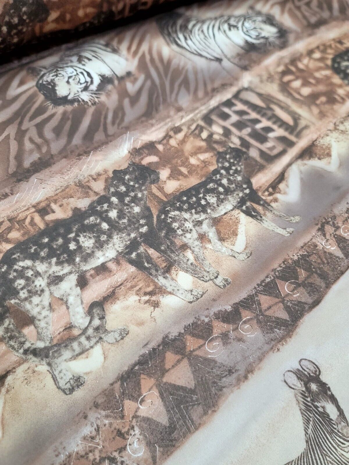 Animal Print Chiffon Fabric Beige Grey Brown