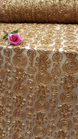 Copper Embroidered Lace Fabric
