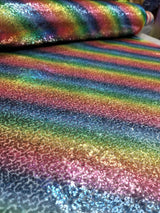 Rainbow Sequin Stretch Mesh Fabric