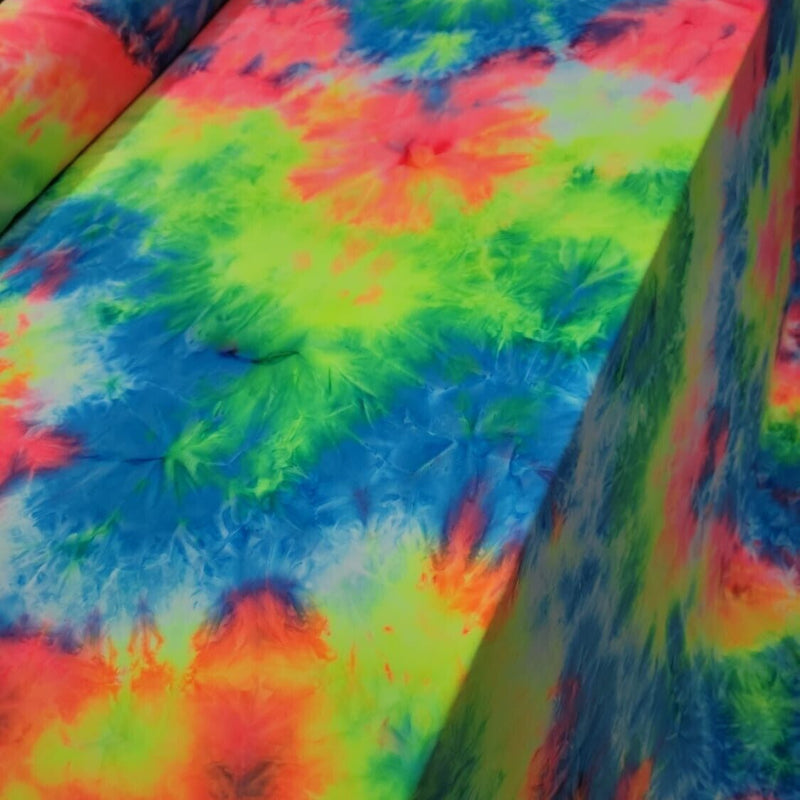 Multicolor Spandex Fabric Neon Tie-Dye