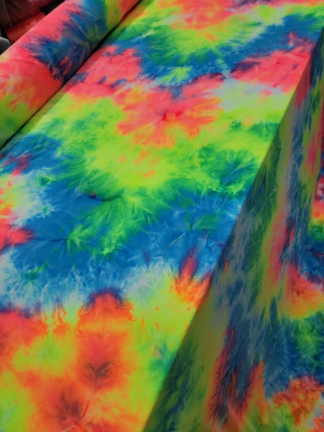 Multicolor Spandex Fabric Neon Tie-Dye