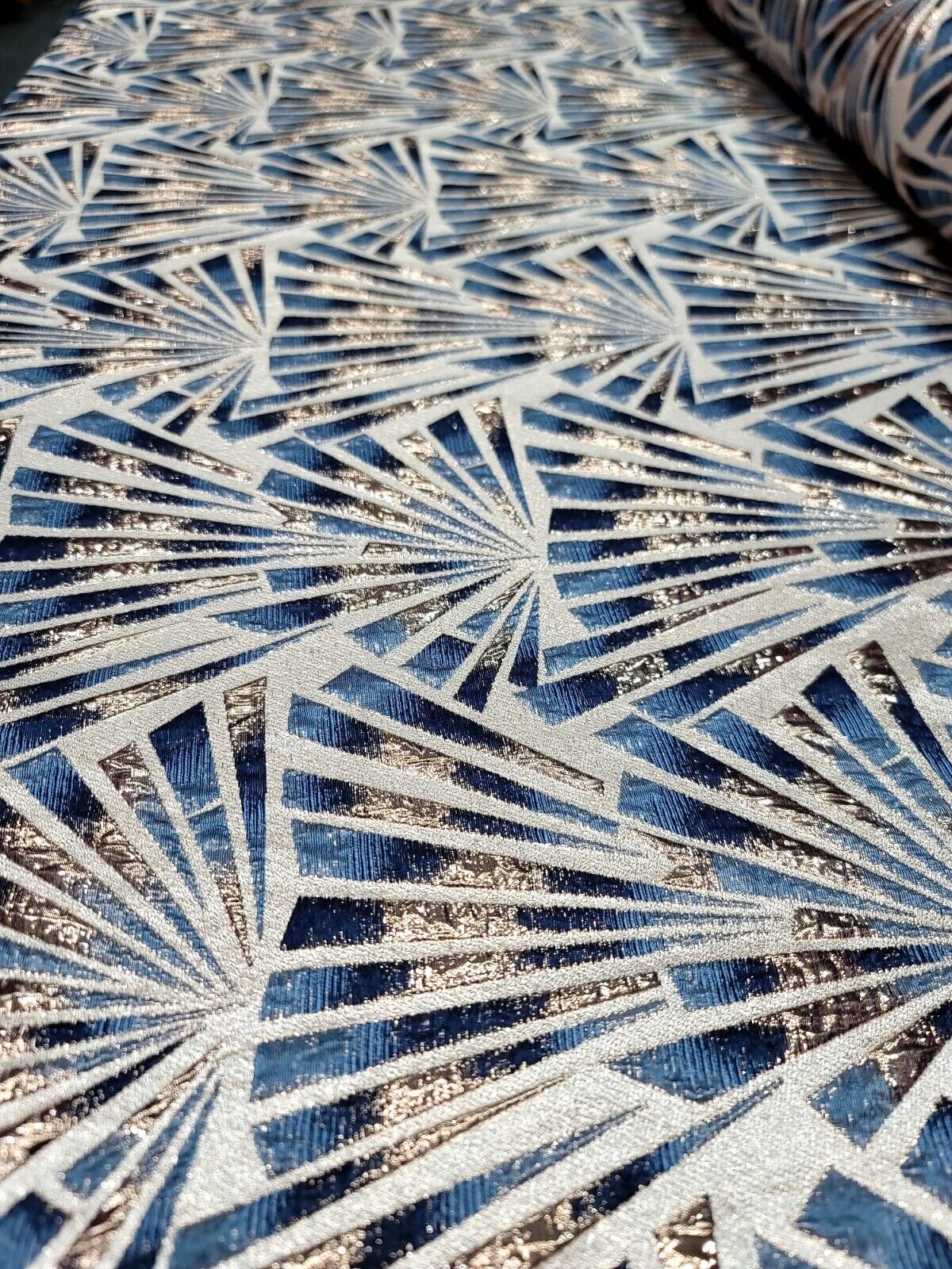 Teal Blue Brocade Jacquard Fabric