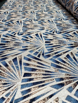 Teal Blue Brocade Jacquard Fabric