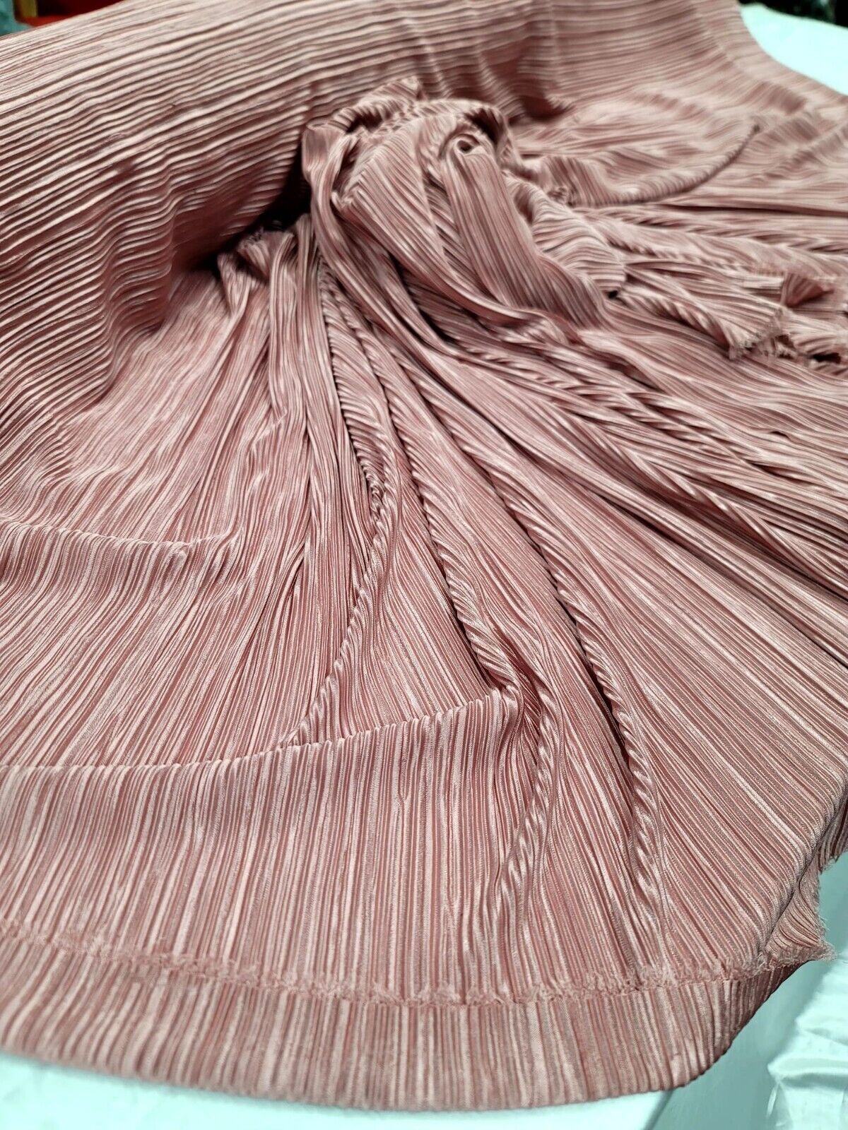 Pleated Stretch Fabric Dusty Rose