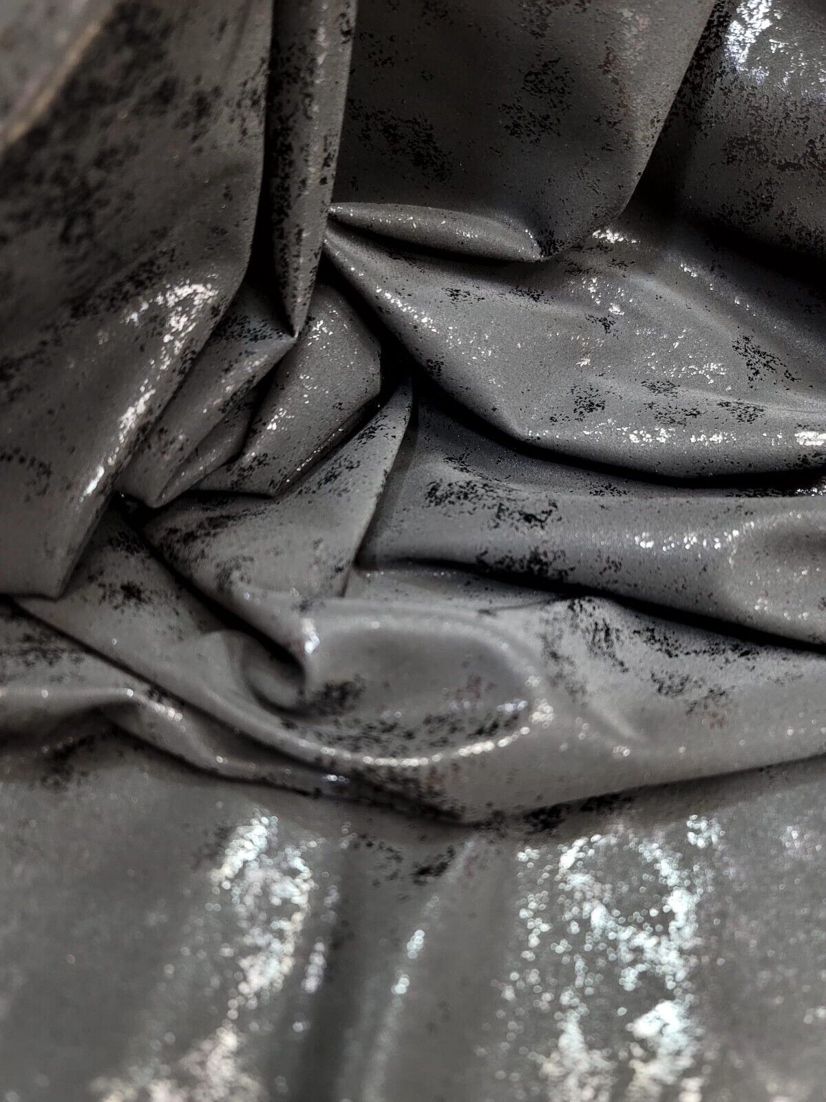 Black Spandex Fabric - Tie Dye Matte Shine