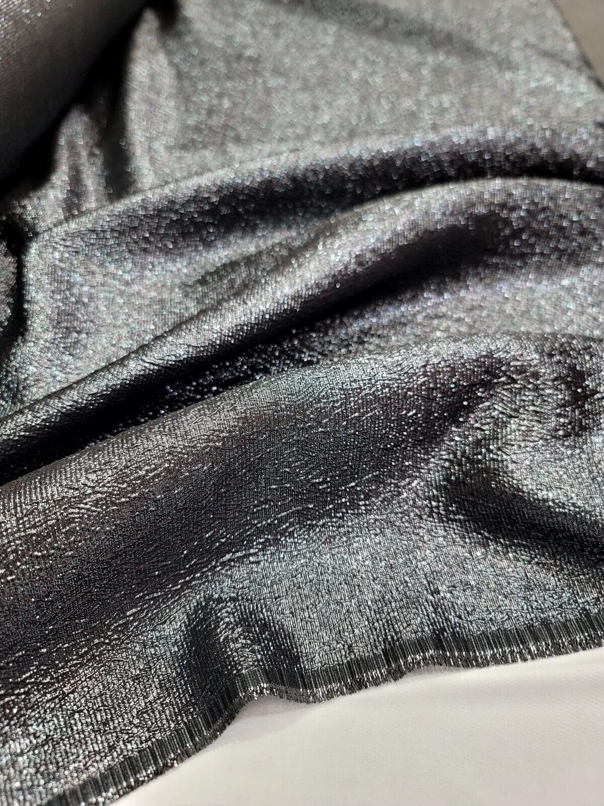 Brocade Jacquard Fabric Charcoal Gray Metallic
