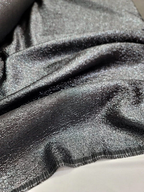 Brocade Jacquard Fabric Charcoal Gray Metallic