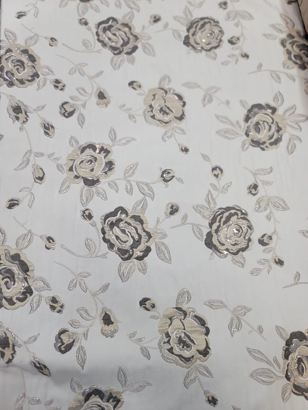Brocade Jacquard Floral Fabric Beige Gold