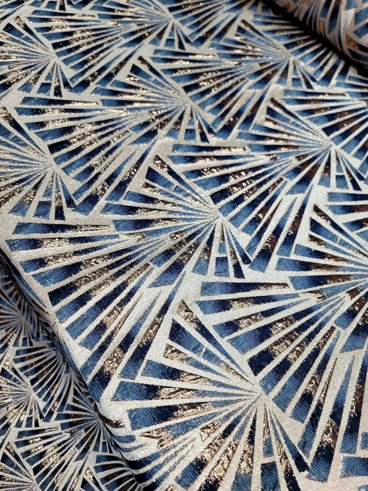 Teal Blue Brocade Jacquard Fabric