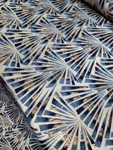 Teal Blue Brocade Jacquard Fabric