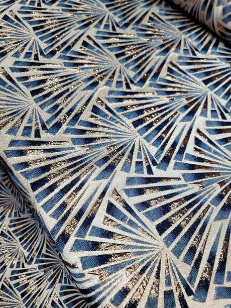Teal Blue Brocade Jacquard Fabric