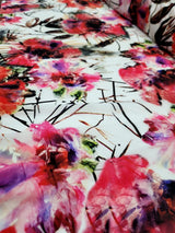 Floral Chiffon Fabric Pink Red Purple