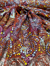 Maroon Sequins Embroidery Fish Net Lace
