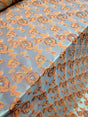 Brocade Jacquard Floral Fabric Orange Gold