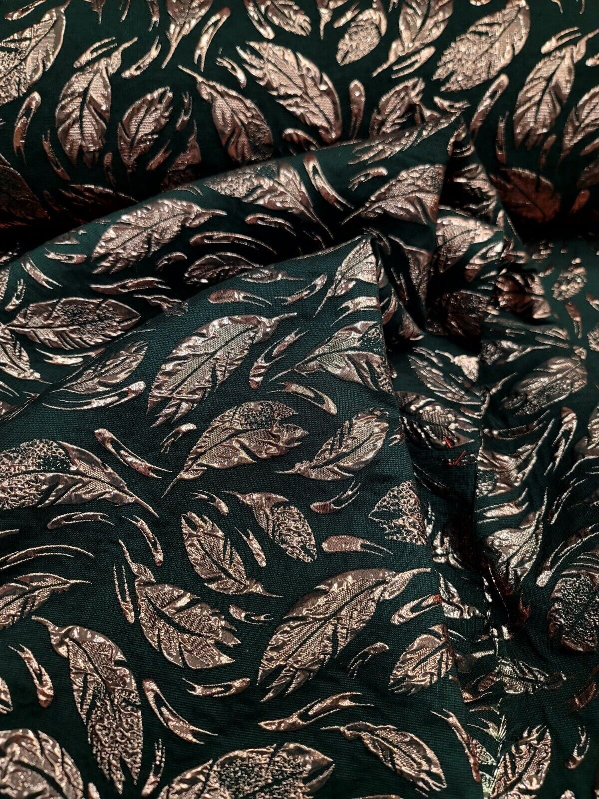 Brocade Jacquard Feathers Rose Gold