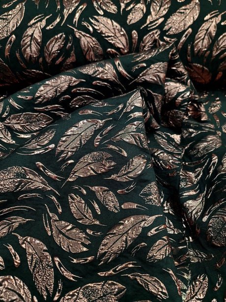 Brocade Jacquard Feathers Rose Gold