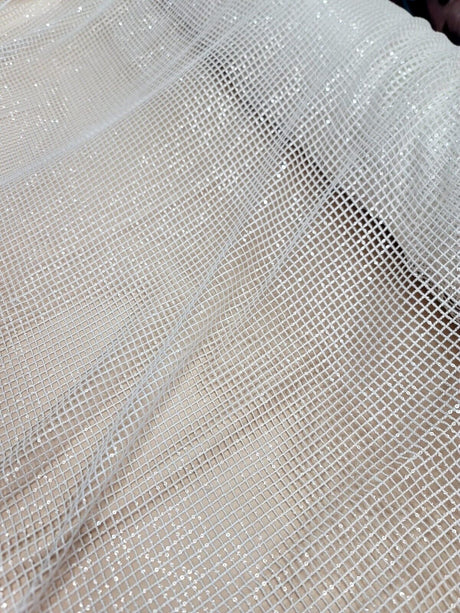 Sequin Fishnet Fabric Off White