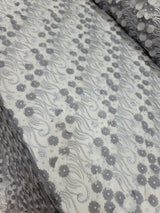 3D Floral Lace Gray Embroidery Sequin Fabric