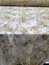 Gold Beaded Sequins Embroidery Bridal Lace