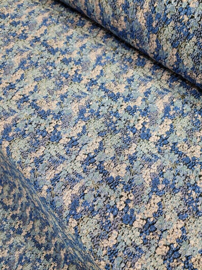 Brocade Floral Jacquard Fabric Beige Red