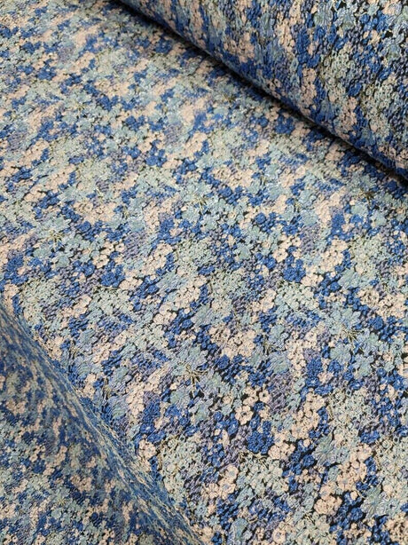 Brocade Floral Jacquard Fabric Beige Red