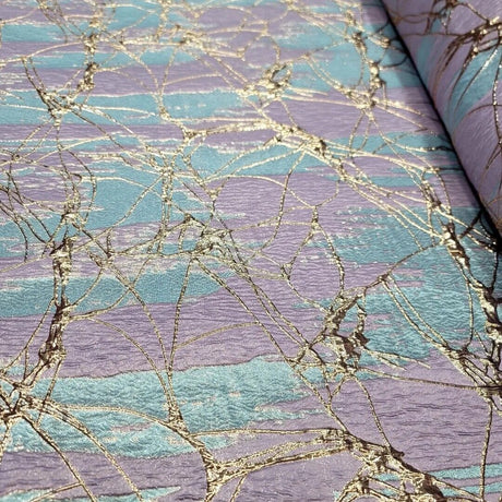Brocade Jacquard Lavender Blue Rose Gold Metallic