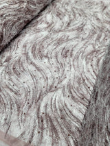 Embroidered Pearl Mesh Lace Fabric Mauve