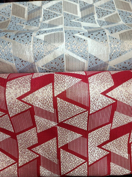 Brocade Jacquard Red Gold Metallic Geometric