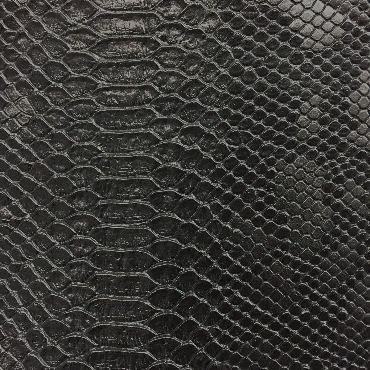 Black Faux Viper Sopythana Snake Skin Vinyl Fabric,