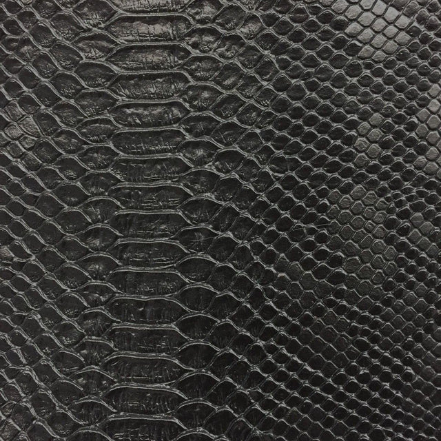 Black Faux Viper Sopythana Snake Skin Vinyl Fabric,