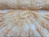 Beaded 3D Floral Lace Pale Yellow
