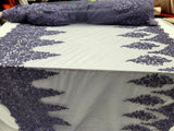 Beaded Embroidered Lace Fabric Purple Violet Edges