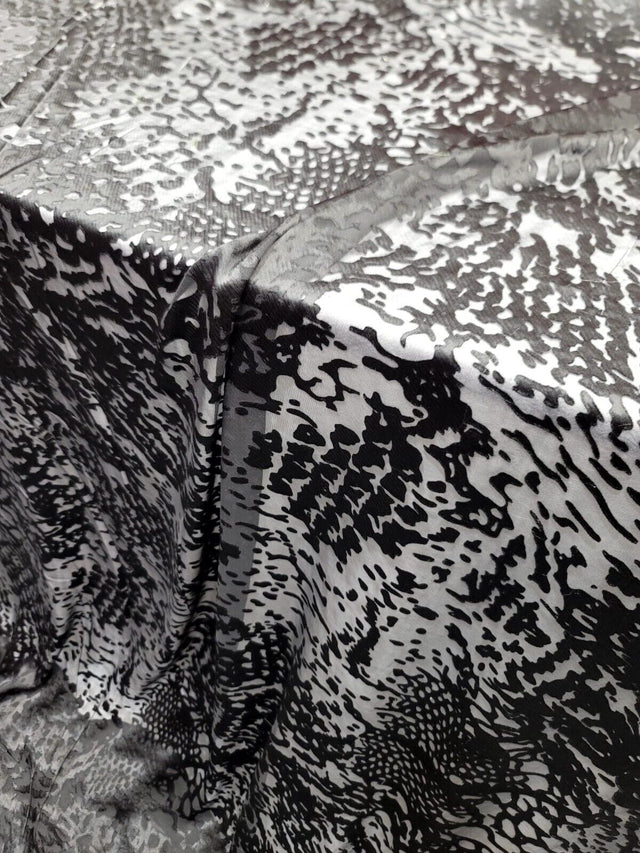 Black Silk Burnout Velvet Fabric