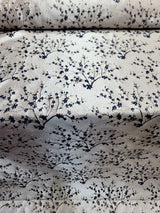 Brocade Jacquard Navy Blue Metallic Rose Gold Floral