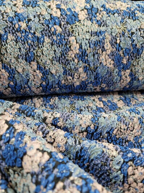Brocade Floral Jacquard Fabric Beige Red
