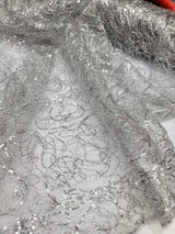 Sequin Mesh Spider Web Fabric Silver