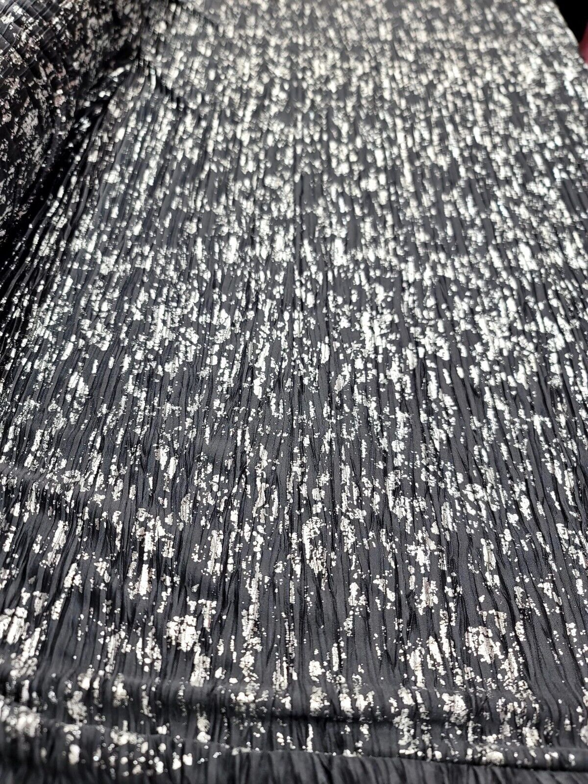 Stretch Pleated Fabric Charcoal Silver