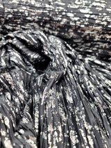 Stretch Pleated Fabric Charcoal Silver