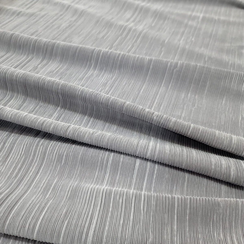 Pleated Stretch Fabric Silver Textured
