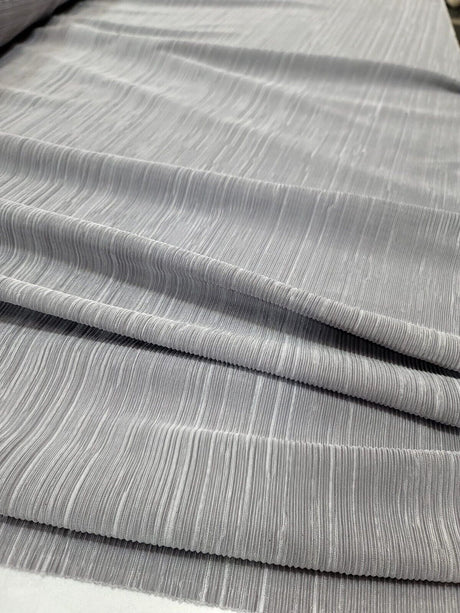 Pleated Stretch Fabric Silver Textured