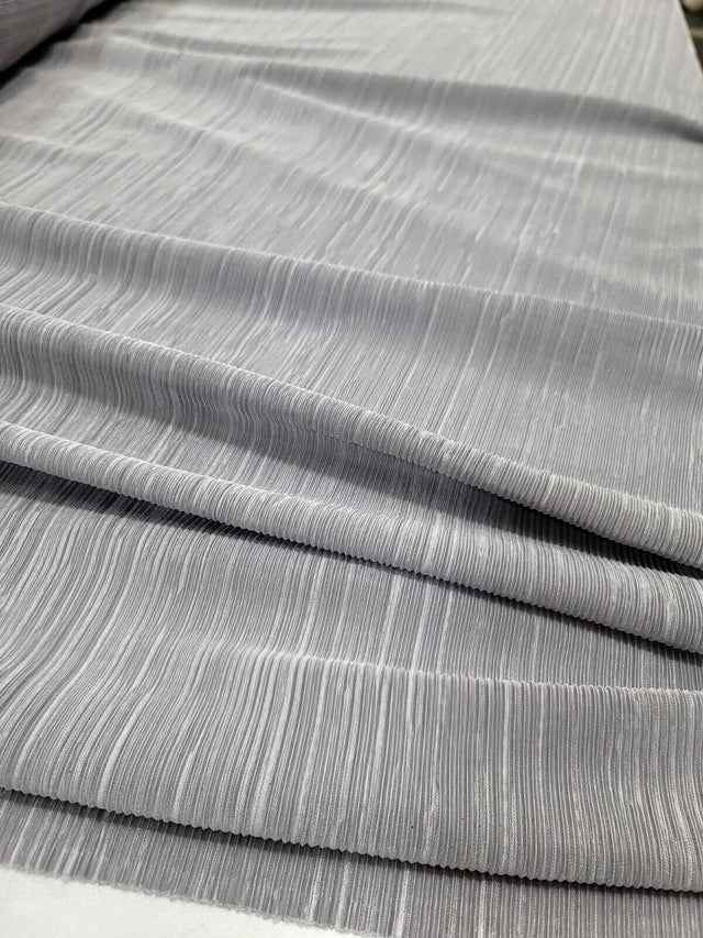 Pleated Stretch Fabric Silver Textured