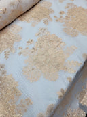 Floral Brocade Fabric White Organza Base