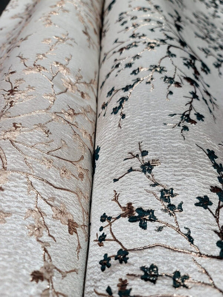 Floral Brocade Jacquard Fabric Hunter Green